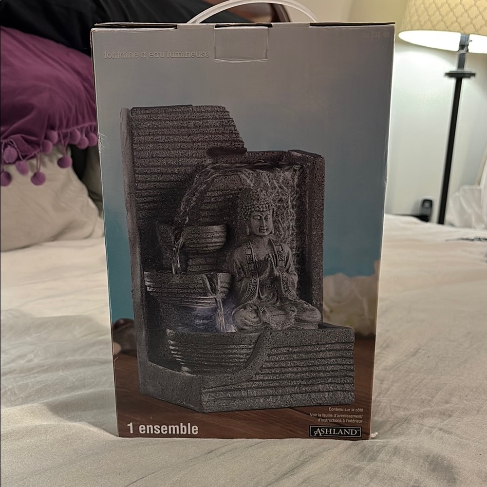 NWT Gray Buddha Water Fountain
